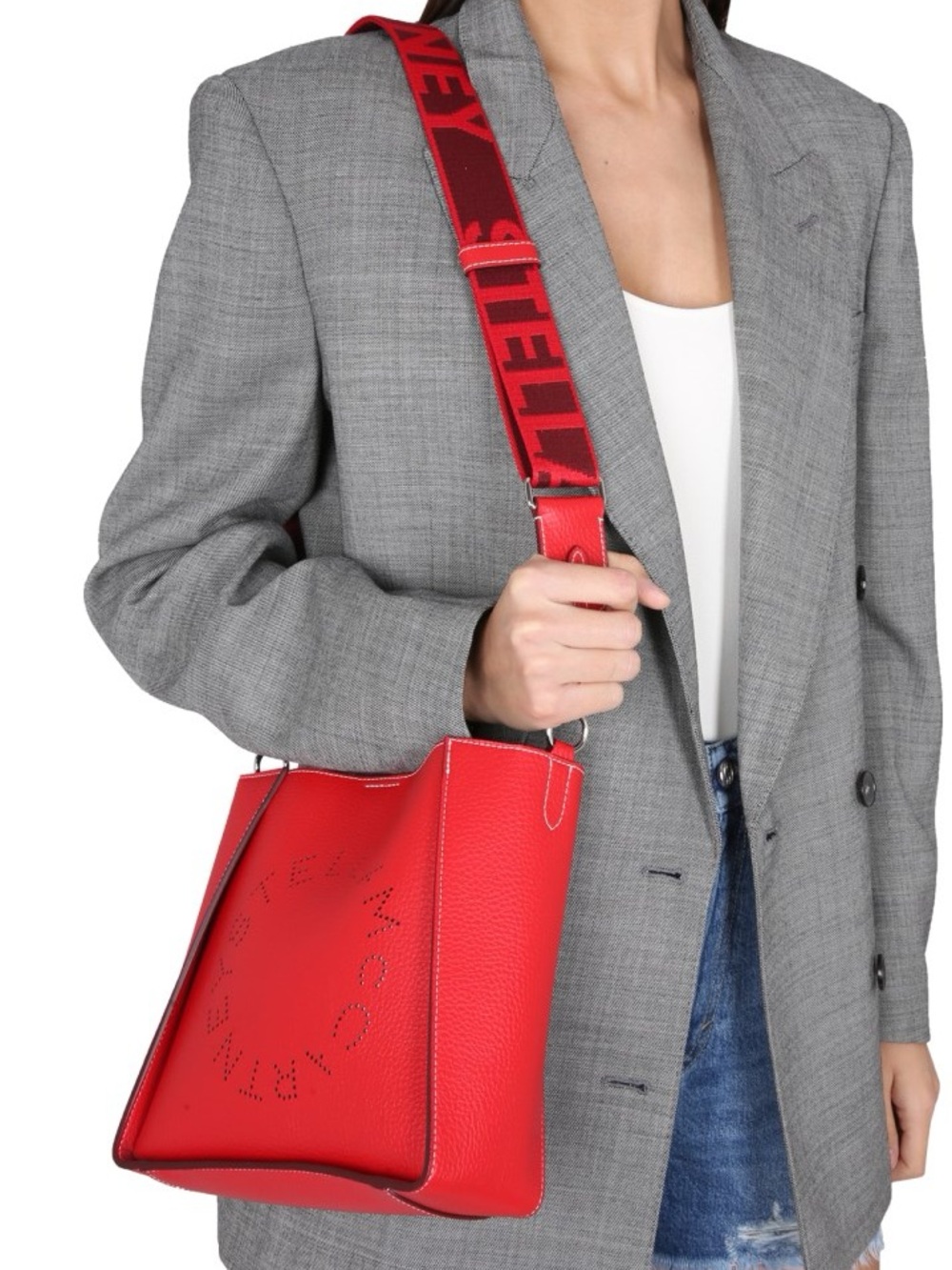 Stella McCartney red vegan leather logo crossbody bag